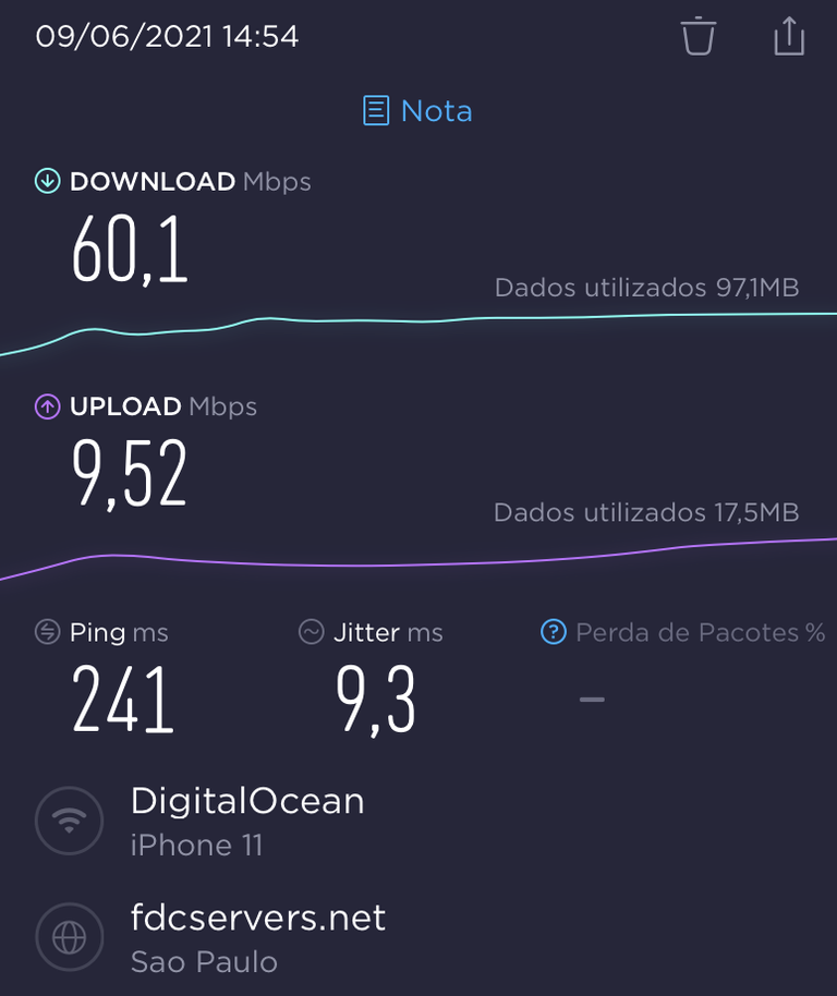 DigitalOcean New York to São Paulo, SP