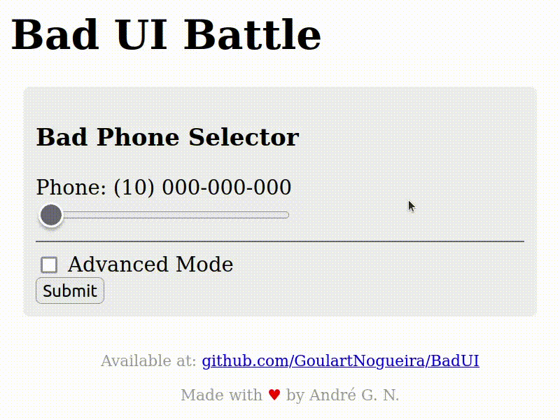 Bad UI Battle Phone Selector