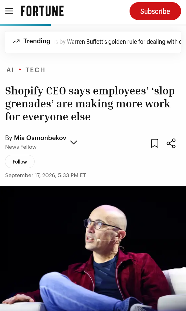 Shopify CEO says employees’ ‘slop grenades’ are making more work for everyone else